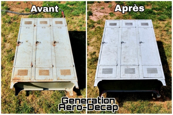 Rénovation d'une armoire métallique par aérogommage