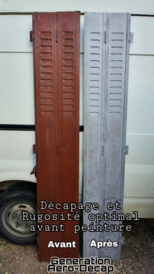 Aérogommage de volets en aluminium