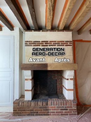 Décapage d'une cheminée complète par aérogommage