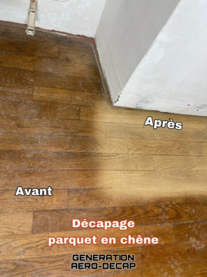 Aérogommage d'un parquet ancien en bois